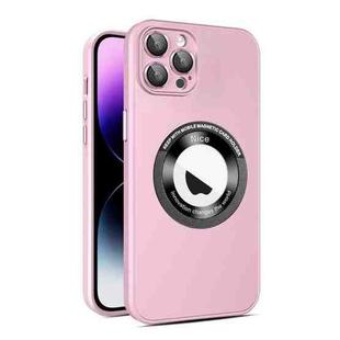 For iPhone 12 Pro Eagle Eye Lens CD Texture MagSafe Magnifier Phone Case(Pink)