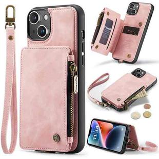 For iPhone 15 Plus CaseMe C20 Multifunctional RFID Leather Phone Case(Pink)