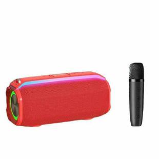 New RiXing NR8809 20W Outdoor Portable TWS Smart Wireless Bluetooth Speaker, Style:Single Mic(Red)