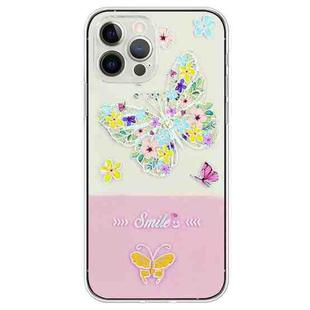 For iPhone 15 Pro Max Bronzing Butterfly Flower TPU Phone Case(Colorful Butterfly)