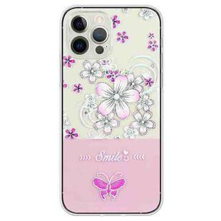 For iPhone 15 Pro Max Bronzing Butterfly Flower TPU Phone Case(Cherry Blossoms)