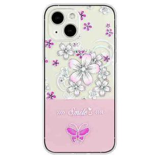 For iPhone 15 Plus Bronzing Butterfly Flower TPU Phone Case(Cherry Blossoms)