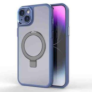 For iPhone 15 MagSafe Magnetic Metal Holder Phone Case(Blue)