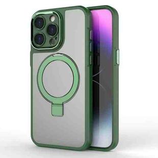 For iPhone 15 Pro Max MagSafe Magnetic Metal Holder Phone Case(Green)