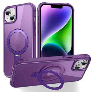 For iPhone 14 Plus MagSafe Magnetic Holder Phone Case(Purple)
