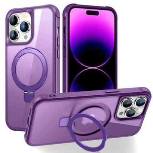 For iPhone 14 Pro MagSafe Magnetic Holder Phone Case(Purple)