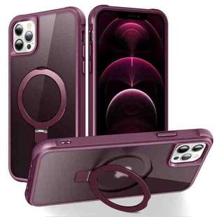 For iPhone 13 Pro Max / 12 Pro Max MagSafe Magnetic Holder Phone Case(Wine Red)