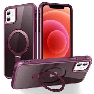 For iPhone 12 / 12 Pro MagSafe Magnetic Holder Phone Case(Wine Red)