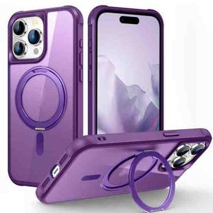 For iPhone 15 Pro Max MagSafe Magnetic Rotating Holder Phone Case(Purple)