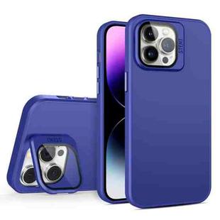 For iPhone 15 Pro Skin Feel Lens Holder PC + TPU Phone Case(Dark Purple)