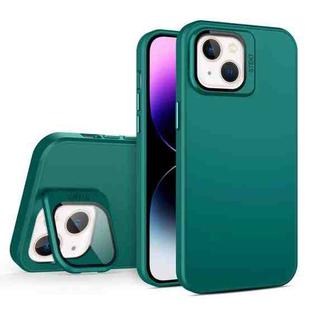 For iPhone 15 Plus Skin Feel Lens Holder PC + TPU Phone Case(Green)