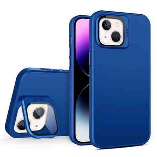 For iPhone 14 Plus Skin Feel Lens Holder PC + TPU Phone Case(Royal Blue)