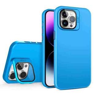 For iPhone 13 Pro Skin Feel Lens Holder PC + TPU Phone Case(Space Blue)