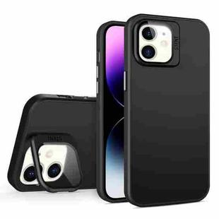 For iPhone 12 Skin Feel Lens Holder PC + TPU Phone Case(Black)