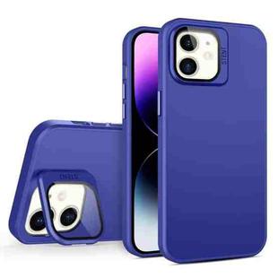 For iPhone 11 Skin Feel Lens Holder PC + TPU Phone Case(Dark Purple)