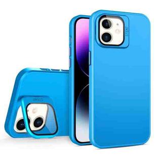For iPhone 11 Skin Feel Lens Holder PC + TPU Phone Case(Space Blue)