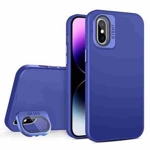 For iPhone X / XS Skin Feel Lens Holder PC + TPU Phone Case(Dark Purple)