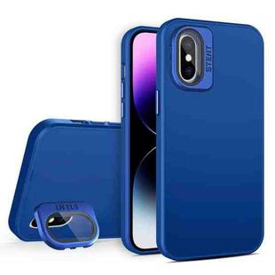 For iPhone X / XS Skin Feel Lens Holder PC + TPU Phone Case(Royal Blue)