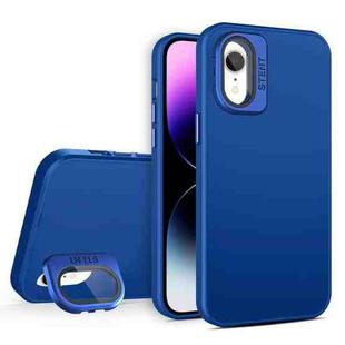 For iPhone XR Skin Feel Lens Holder PC + TPU Phone Case(Royal Blue)