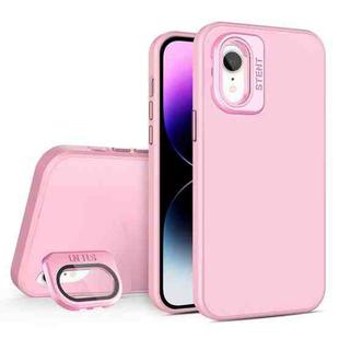 For iPhone XR Skin Feel Lens Holder PC + TPU Phone Case(Pink)