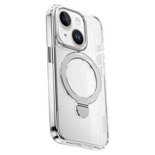 For iPhone 15 MOMAX Magsafe Metal Holder Clear Phone Case(Transparent)