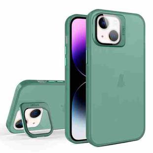 For iPhone 13 Skin Feel Lens Holder Translucent Phone Case(Green)