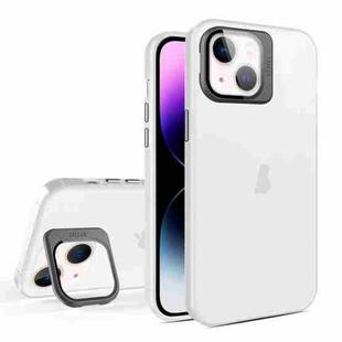 For iPhone 13 Skin Feel Lens Holder Translucent Phone Case(White)