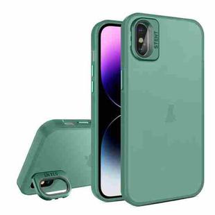 For iPhone X / XS Skin Feel Lens Holder Translucent Phone Case(Green)