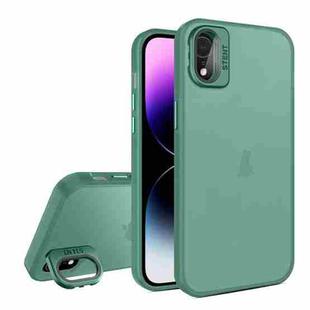 For iPhone XR Skin Feel Lens Holder Translucent Phone Case(Green)