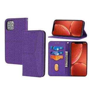 For iPhone 15 Pro Max Woven Texture Stitching Magnetic Leather Phone Case(Purple)