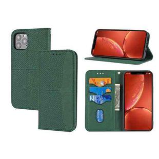 For iPhone 15 Pro Woven Texture Stitching Magnetic Leather Phone Case(Green)