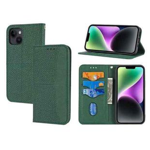 For iPhone 15 Plus Woven Texture Stitching Magnetic Leather Phone Case(Green)