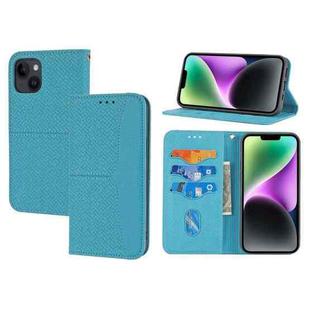 For iPhone 15 Woven Texture Stitching Magnetic Leather Phone Case(Blue)