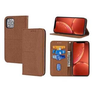 For iPhone 16 Pro Woven Texture Stitching Magnetic Leather Phone Case(Brown)