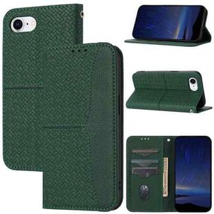 For iPhone SE 2024 Woven Texture Stitching Magnetic Leather Phone Case(Green)