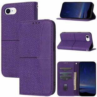 For iPhone SE 2024 Woven Texture Stitching Magnetic Leather Phone Case(Purple)