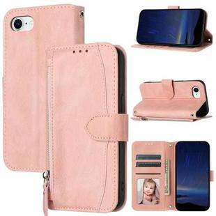 For iPhone SE 2024 Oil Skin Zipper Wallet Leather Phone Case(Pink)