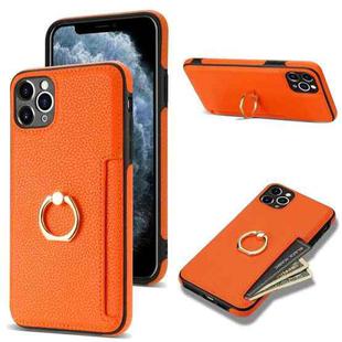 For iPhone 11 Pro Ring Card  Litchi Leather Back Phone Case(Orange)