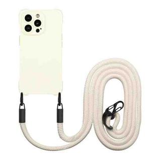 For iPhone 14 Pro Four-corner Shockproof TPU Phone Case with Lanyard(White)