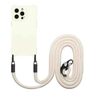For iPhone 12 Pro Max Four-corner Shockproof TPU Phone Case with Lanyard(White)