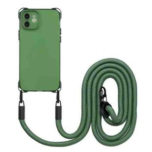 For iPhone 11 Four-corner Shockproof TPU Phone Case with Lanyard(Green)