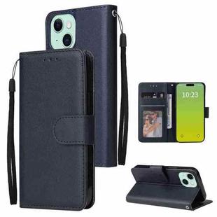 For iPhone 15 Multifunctional Horizontal Flip Leather Phone Case with Three Card Slot(Blue)