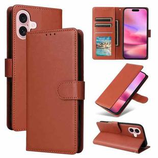 For iPhone 16 Plus Multifunctional Horizontal Flip Leather Phone Case with Three Card Slots(Brown)