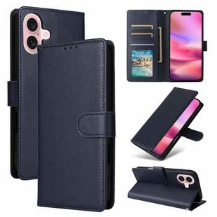 For iPhone 16 Plus Multifunctional Horizontal Flip Leather Phone Case with Three Card Slots(Blue)