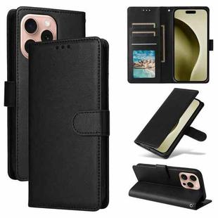 For iPhone 16 Pro Multifunctional Horizontal Flip Leather Phone Case with Three Card Slots(Black)