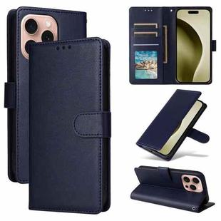 For iPhone 16 Pro Multifunctional Horizontal Flip Leather Phone Case with Three Card Slots(Blue)