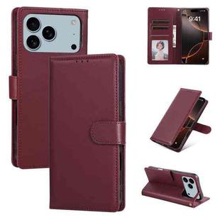 For iPhone 17 Pro Max 3-Card Slots Multifunctional Leather Phone Case(Wine Red)