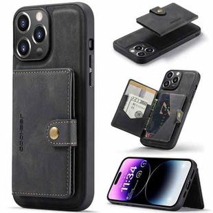 For iPhone 15 Pro Max JEEHOOD Retro Magnetic Detachable Leather Phone Case(Black)