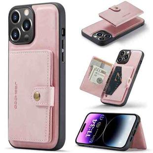 For iPhone 15 Pro Max JEEHOOD Retro Magnetic Detachable Leather Phone Case(Pink)