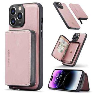 For iPhone 15 Pro JEEHOOD Magnetic Zipper Wallet Leather Phone Case(Pink)